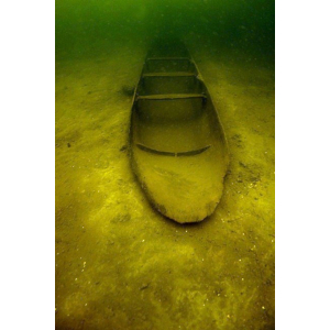 The Carrowmoreknock boat, excavated, and with thwarts in place.(UAU)